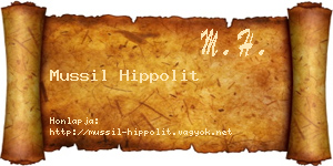 Mussil Hippolit névjegykártya
